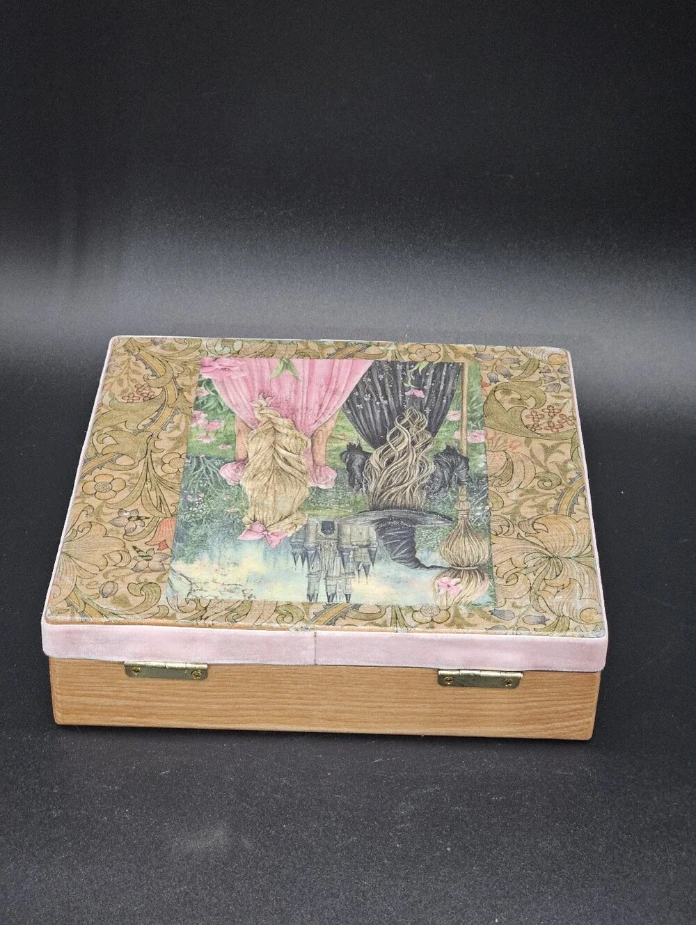 Upcycled Wooden Jewelry / Crystal Box – Good Witch Bad Witch Decoupage Lid